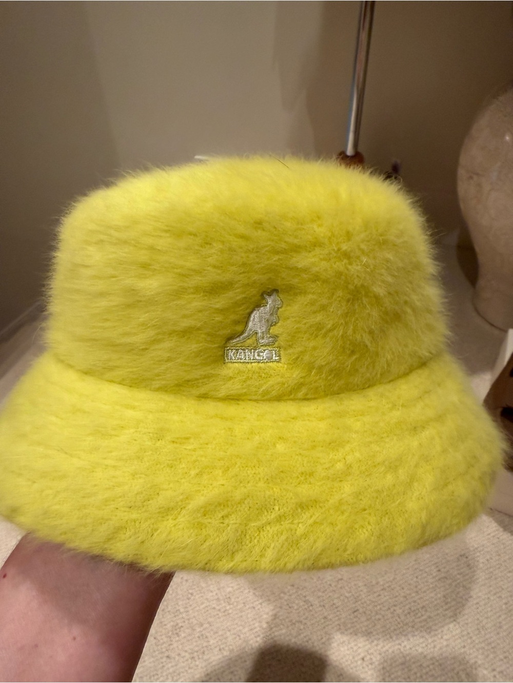 Kangol Fuzzy Bucket Hat in Bright Yellow